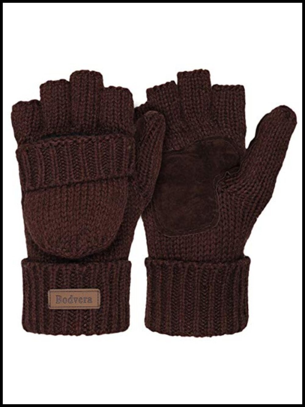 Wool Blend Fingerless Texting Gloves Convertible Mittens Winter Warm